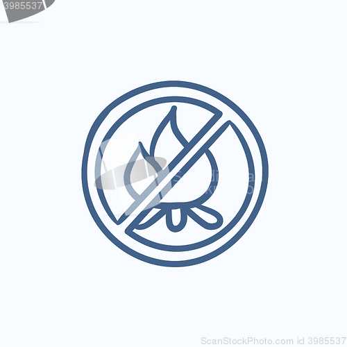 Image of No fire sign sketch icon.