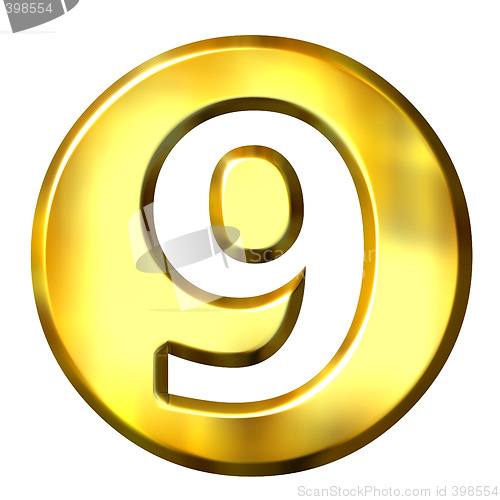 Image of 3D Golden Framed Number 9