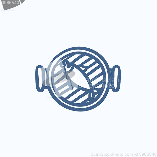 Image of Fish on grill sketch icon.