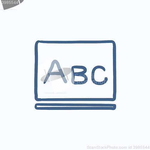 Image of Letters abc on blackboard sketch icon.