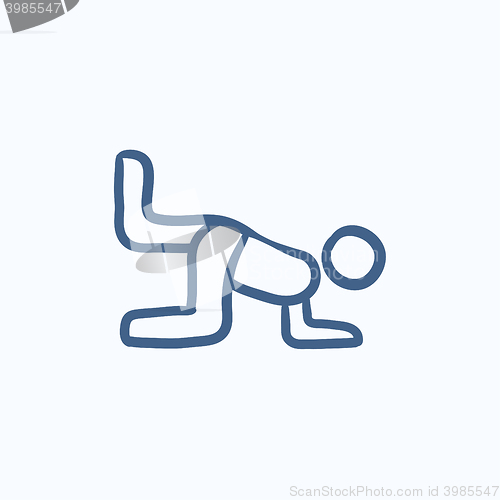 Image of Man exercising buttocks sketch icon.