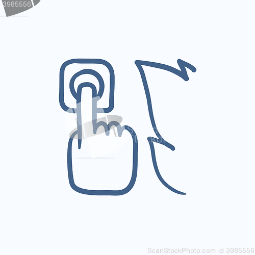 Image of Hand pressing fire alarm button sketch icon.