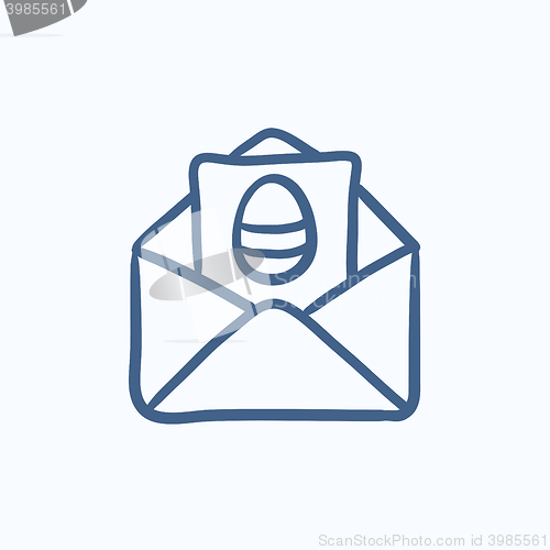 Image of Easter greeting card in envelope sketch icon.