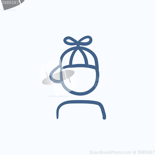 Image of Boy in cap with propeller sketch icon.