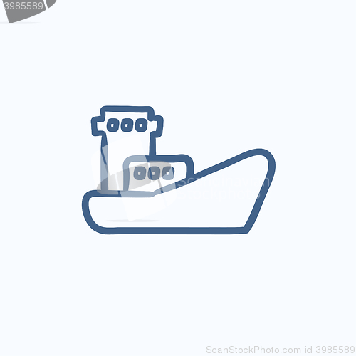 Image of Cargo container ship sketch icon.