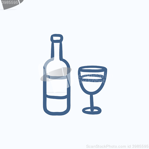 Image of Bottle of wine sketch icon.