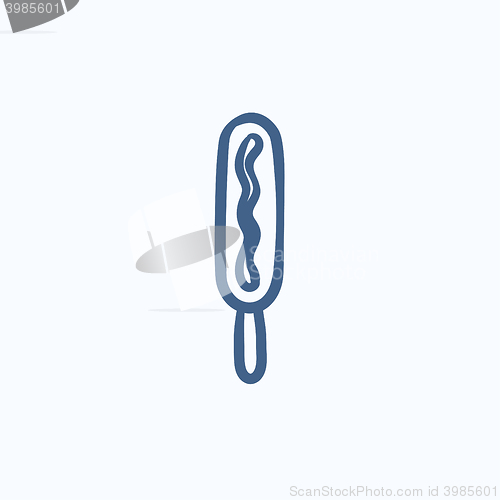 Image of Corn dog sketch icon.