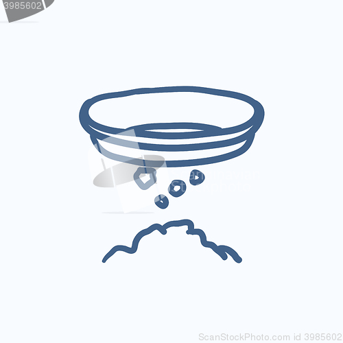 Image of Bowl for sifting gold sketch icon.