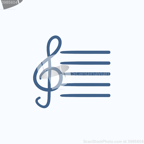 Image of Treble clef sketch icon.