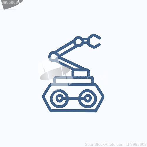 Image of Industrial mechanical robot arm sketch icon.