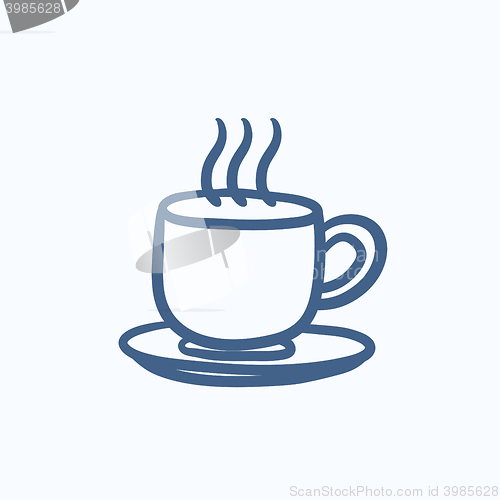 Image of Cup of hot drink sketch icon.