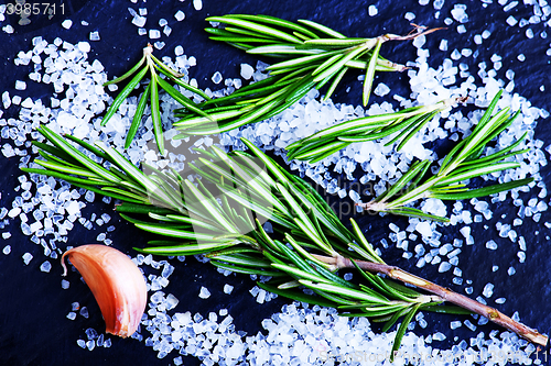 Image of rosemary  with salt