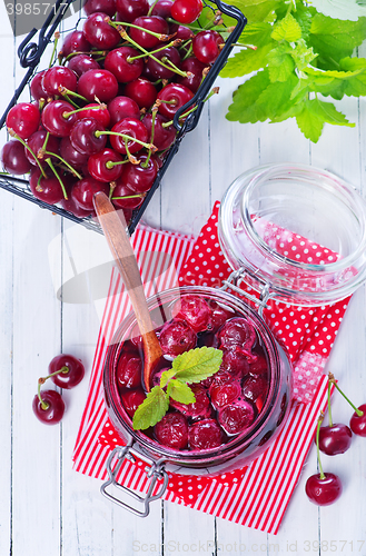 Image of cherry jam and berries