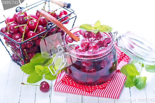 Image of cherry jam and berries