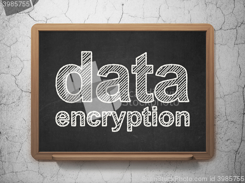 Image of Safety concept: Data Encryption on chalkboard background