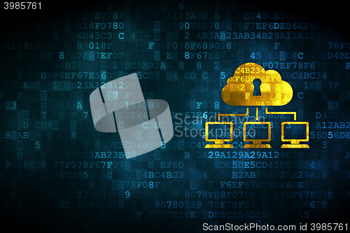 Image of Protection concept: Cloud Network on digital background