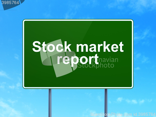 Image of Banking concept: Stock Market Report on road sign background