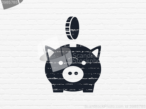 Image of Banking concept: Money Box With Coin on wall background