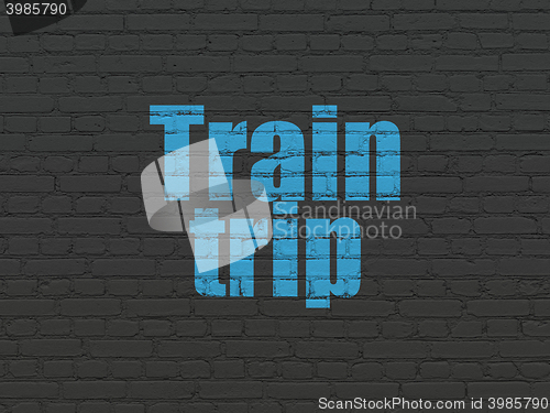 Image of Tourism concept: Train Trip on wall background