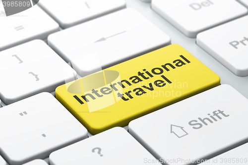 Image of Tourism concept: International Travel on computer keyboard background