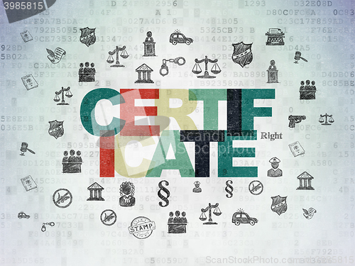 Image of Law concept: Certificate on Digital Data Paper background