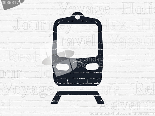 Image of Vacation concept: Train on wall background