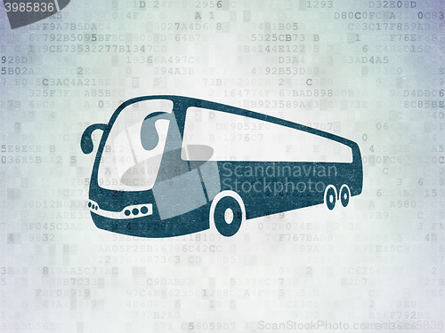 Image of Travel concept: Bus on Digital Data Paper background