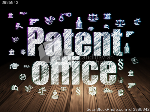 Image of Law concept: Patent Office in grunge dark room
