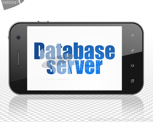 Image of Programming concept: Smartphone with Database Server on display