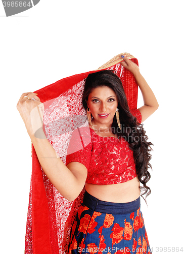 Image of Beautiful woman with scarf.