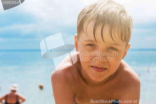 Image of Baby boy at beach