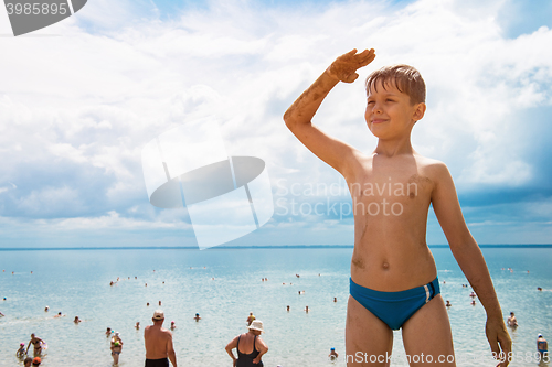 Image of Baby boy at beach