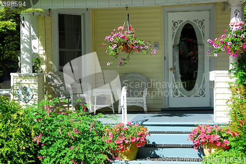 Image of House porch with flowers