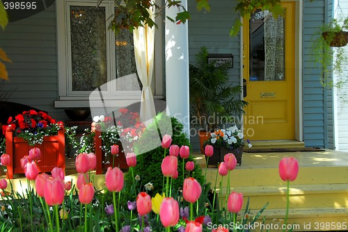 Image of House porch with flowers