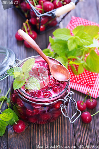 Image of cherry jam and berries