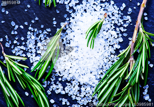 Image of rosemary  with salt