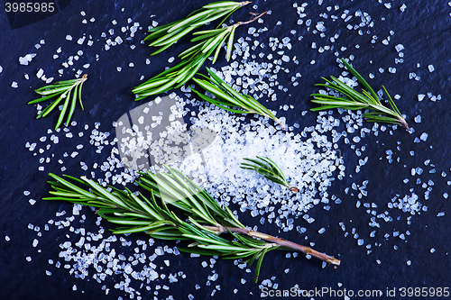 Image of rosemary  with salt