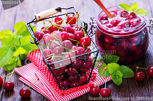 Image of cherry jam and berries