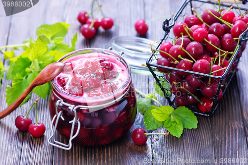 Image of cherry jam and berries