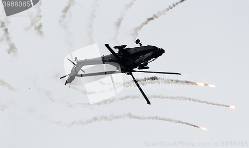 Image of LEEUWARDEN, THE NETHERLANDS - JUN 10, 2016: Dutch AH-64 Apache a