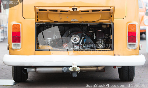 Image of Vintage rv camper-van engine close-up