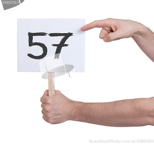 Image of Sign with a number, 57