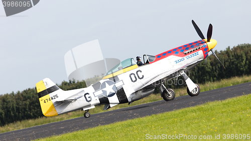 Image of LEEUWARDEN, THE NETHERLANDS - JUNE 10: P51 Mustang displaying at