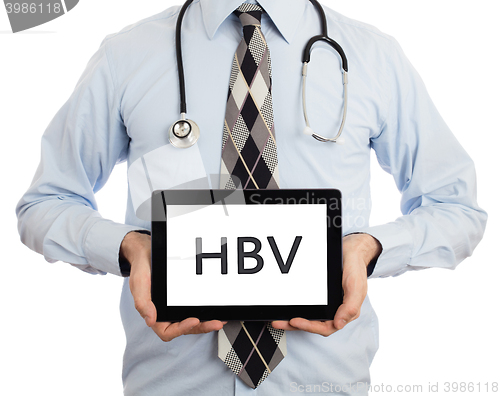 Image of Doctor holding tablet - HBV