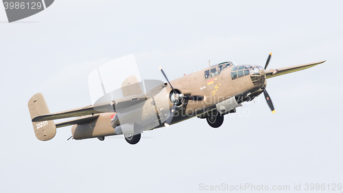 Image of LEEUWARDEN, THE NETHERLANDS - JUNE 10: WW2 B-25 Mitchell bomber 