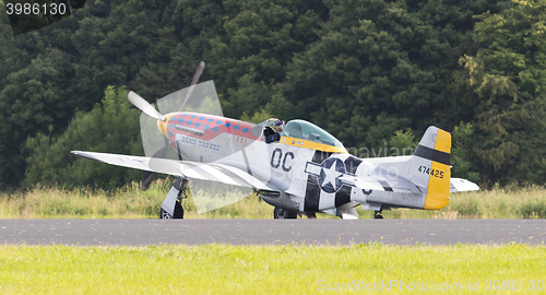 Image of LEEUWARDEN, THE NETHERLANDS - JUNE 10: P51 Mustang displaying at
