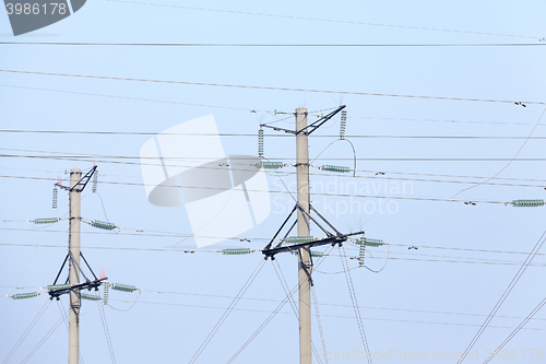 Image of High-voltage poles, close-up
