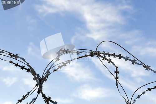 Image of barbed wire, sky