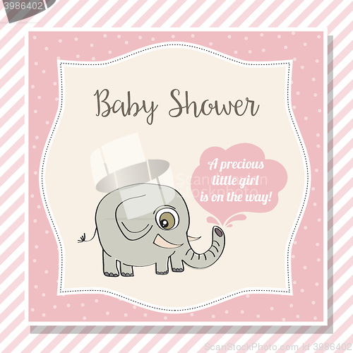 Image of baby girl shower card with little elephant