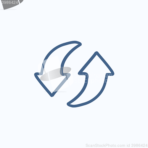 Image of Two circular arrows sketch icon.